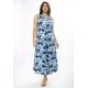 Vestido Longo Acará Malha Estampa Caminhos de Azul