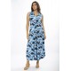 Vestido Longo Acará Malha Estampa Caminhos de Azul