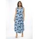 Vestido Longo Acará Malha Estampa Caminhos de Azul