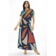 Vestido Longo Morcego Malha Estampa Geometrias do Tempo