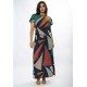 Vestido Longo Morcego Malha Estampa Geometrias do Tempo