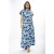 Vestido Longo Morcego Malha Estampa Caminhos de Azul