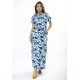 Vestido Longo Morcego Malha Estampa Caminhos de Azul