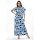 Vestido Longo Morcego Malha Estampa Caminhos de Azul