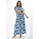 Vestido Longo Morcego Malha Estampa Caminhos de Azul