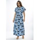 Vestido Longo Morcego Malha Estampa Caminhos de Azul