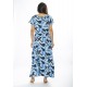 Vestido Longo Morcego Malha Estampa Caminhos de Azul