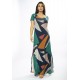 Vestido Longo Malha Gola Canoa Manga Curta Geometrias do Tempo