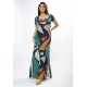 Vestido Longo Malha Gola Canoa Manga Curta Geometrias do Tempo