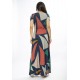 Vestido Longo Malha Gola Canoa Manga Curta Geometrias do Tempo