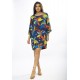 Vestido Curto Viscose Balli Manga Ampla Estampa Maré Vibrante