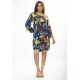 Vestido Curto Viscose Balli Manga Ampla Estampa Maré Vibrante