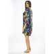 Vestido Curto Viscose Balli Manga Ampla Estampa Maré Vibrante