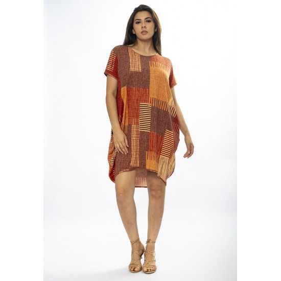 Vestido Curto Malha Amplo Always Estampa Tramas do Sol