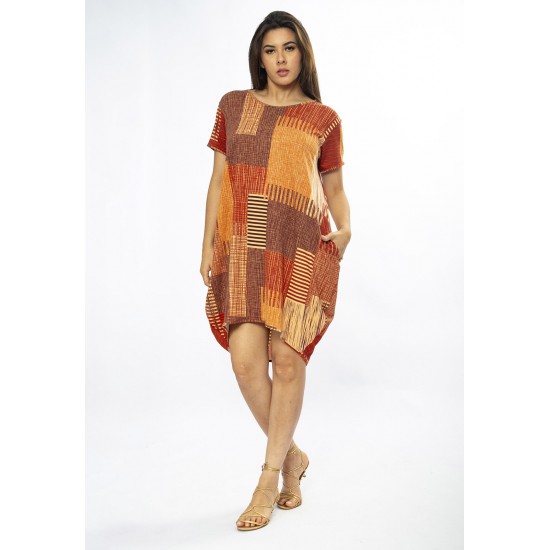 Vestido Curto Malha Amplo Always Estampa Tramas do Sol