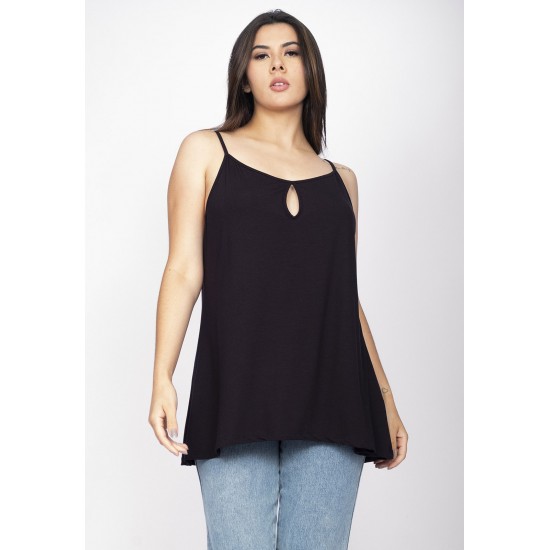 Blusa Regata Caacica Trapézio Malha Preta