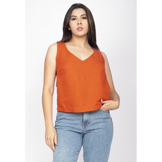 Blusa Regata Viscose Gola V Terracota