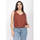 Blusa Regata Viscose Gola V Marrom Choco