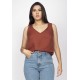 Blusa Regata Viscose Gola V Marrom Choco