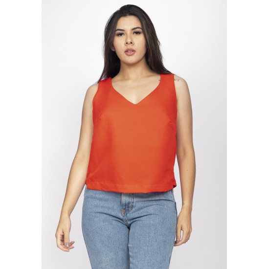 Blusa Regata Viscose Gola V Laranja