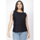 Blusa Regata Viscose com Linho Babado na Cintura Raffa Preta