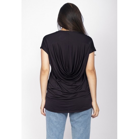 Blusa Malha Cuíca Drapeada nas Costas Preta