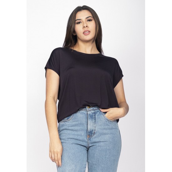 Blusa Malha Cuíca Drapeada nas Costas Preta