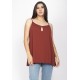 Blusa Regata Caacica Trapézio Malha Marrom Choco