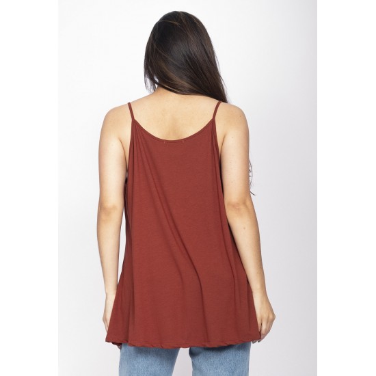 Blusa Regata Caacica Trapézio Malha Marrom Choco