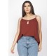 Blusa Regata Caacica Trapézio Malha Marrom Choco
