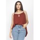 Blusa Regata Caacica Trapézio Malha Marrom Choco