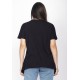 T-Shirt Ampla Malha de Cânhamo Manga Curta Preta