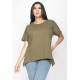 T-Shirt Ampla Malha de Cânhamo Manga Curta Verde