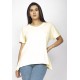 T-Shirt Ampla Malha de Cânhamo Manga Curta Amarela Pastel