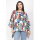 Blusa Poncho Baguari Amplo Estampa Floresce