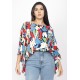 Blusa Poncho Baguari Amplo Estampa Floresce