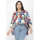 Blusa Poncho Baguari Amplo Estampa Floresce