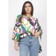 Blusa Poncho Baguari Amplo Estampa Encanto Botânico