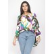 Blusa Poncho Baguari Amplo Estampa Encanto Botânico
