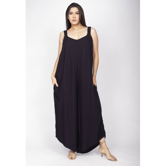 Macacão Saruel Guri Viscose Alça com Elástico Preto