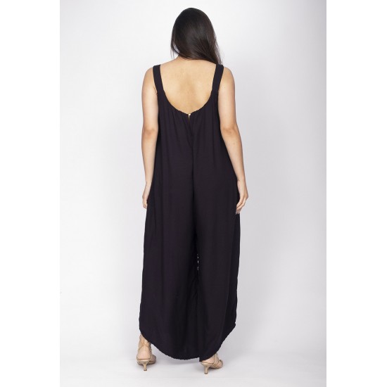 Macacão Saruel Guri Viscose Alça com Elástico Preto