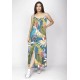 Vestido Longo Caçuá Viscose Alça Fina Estampa Brisa Botânica