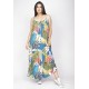 Vestido Longo Caçuá Viscose Alça Fina Estampa Brisa Botânica
