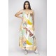 Vestido Longo Caçuá Viscose Alça Fina Estampa Aurora Suave