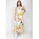 Vestido Longo Caçuá Viscose Alça Fina Estampa Aurora Suave