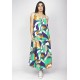Vestido Longo Caçuá Viscose Alça Fina Estampa Brisa do Mar