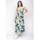 Vestido Longo Caçuá Viscose Alça Fina Estampa Brisa do Mar