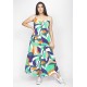 Vestido Longo Caçuá Viscose Alça Fina Estampa Brisa do Mar