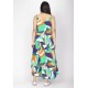 Vestido Longo Caçuá Viscose Alça Fina Estampa Brisa do Mar