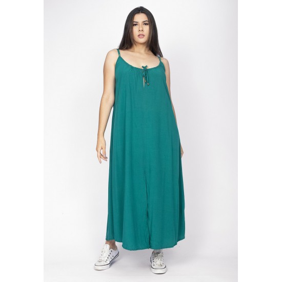 Vestido Longo Caçuá Viscose Alça Fina Verde